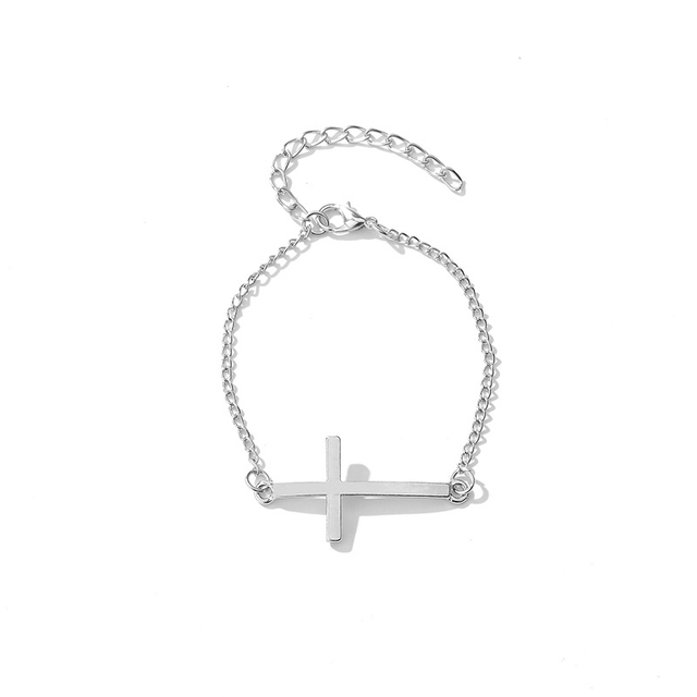 Personality Cross Minimalist Gold Silver Color Friendship Charm Bracelets Bangles Link Chain Bracelets Jewelry Wholesale