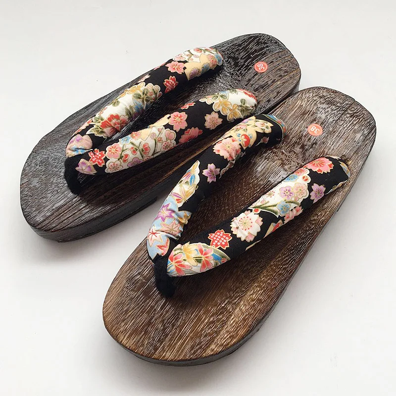 Женские японские традиционные гэта Сабо; тапочки; деревянная обувь для мужчин; уличная домашняя обувь; сандалии для ванной; обувь на плоской подошве с круглым носком