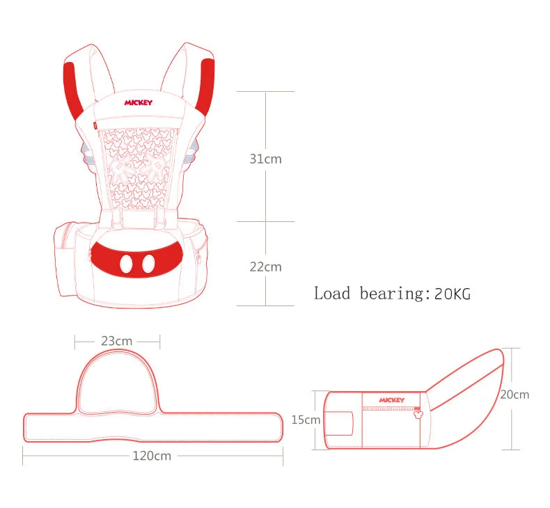 Disney эргономичный рюкзак-кенгуру для переноски младенцев, слинг для малышей, поясная сумка-кенгуру, Хипсит, Микки, Минни, бренд