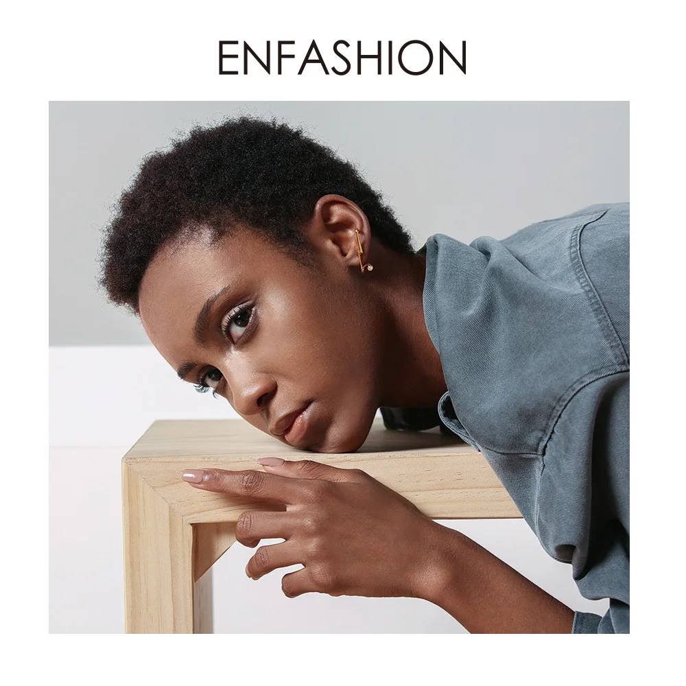 Женские панковские геометрические серьги гвоздики ENFASHION золотистые