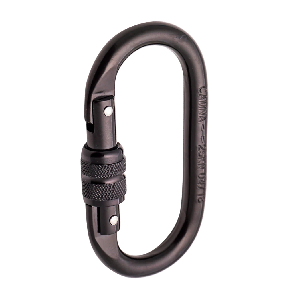 5pcs/set Rock Climbing Oval Shape 25KN Screw Locking Carabiner Hook for Outdoor Rappelling Rescue 11 x 6cm CE certified