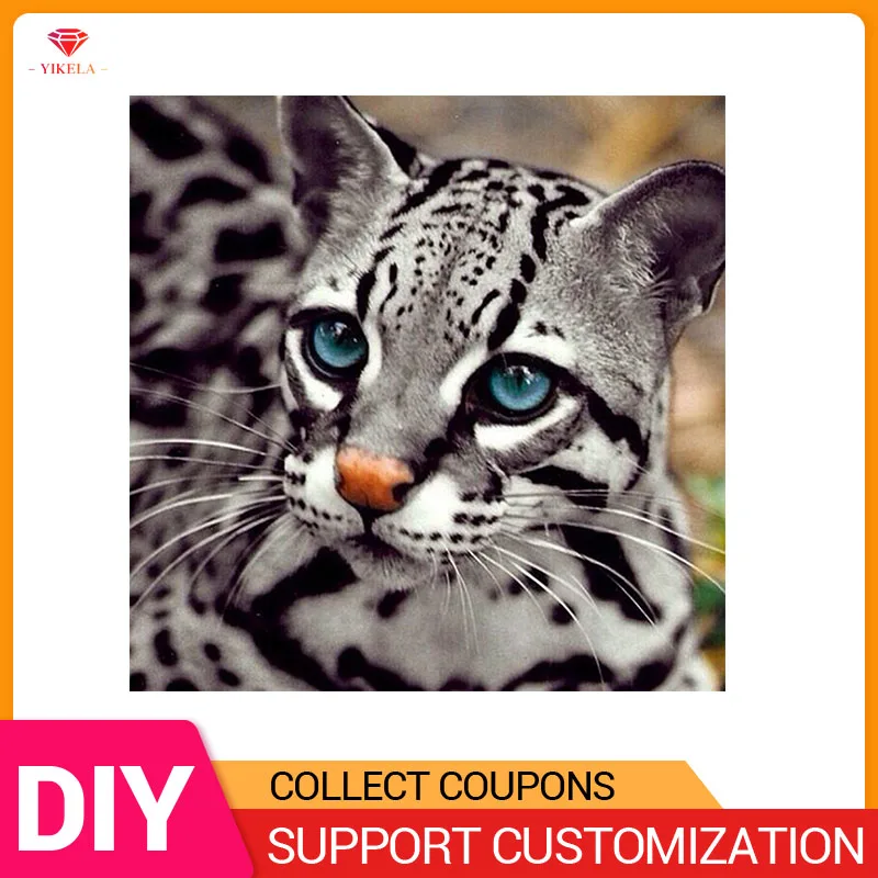 

YIKELA 5D DIY Full Drill Round Stitch Picture Mosaic Embroidery Cheetah Animal Diamond Painting For Home Decoration