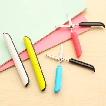 Candy Creative Pen Design Student Safe Scissors Paper Cutting Art Office School Supply with Cap Kids