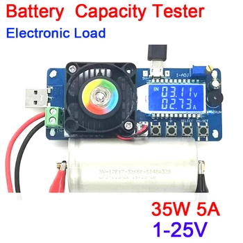 

35W 5A Constant Current Electronic Load 1-25V USB Battery Power Tester Discharge Capacity Tester meter 5V 12V 24V Charging