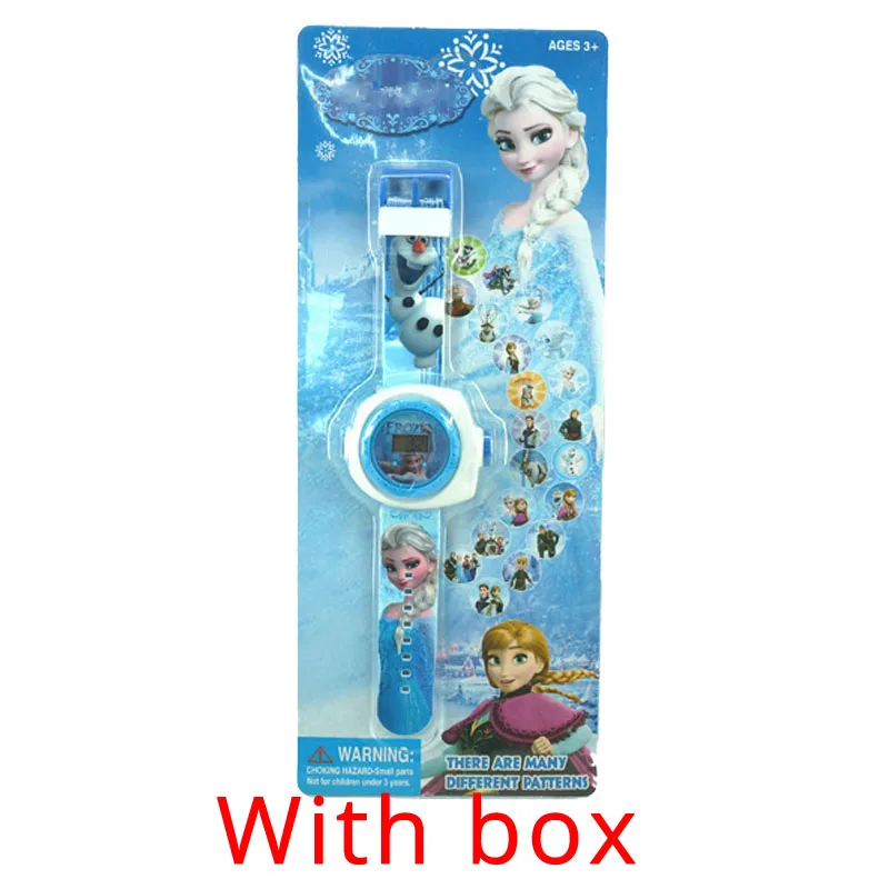 Elsa with box JOYROX принцесса Человек-паук детские часы проекция мультфильм шаблон Цифровые Детские часы для мальчиков девочек светодиодный дисплей часы Relogio - Цвет: Elsa with box