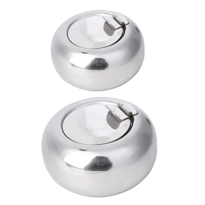 

Stainless Steel Windproof Ashtray with Lid Cigarette Ash Holder Home Decorations