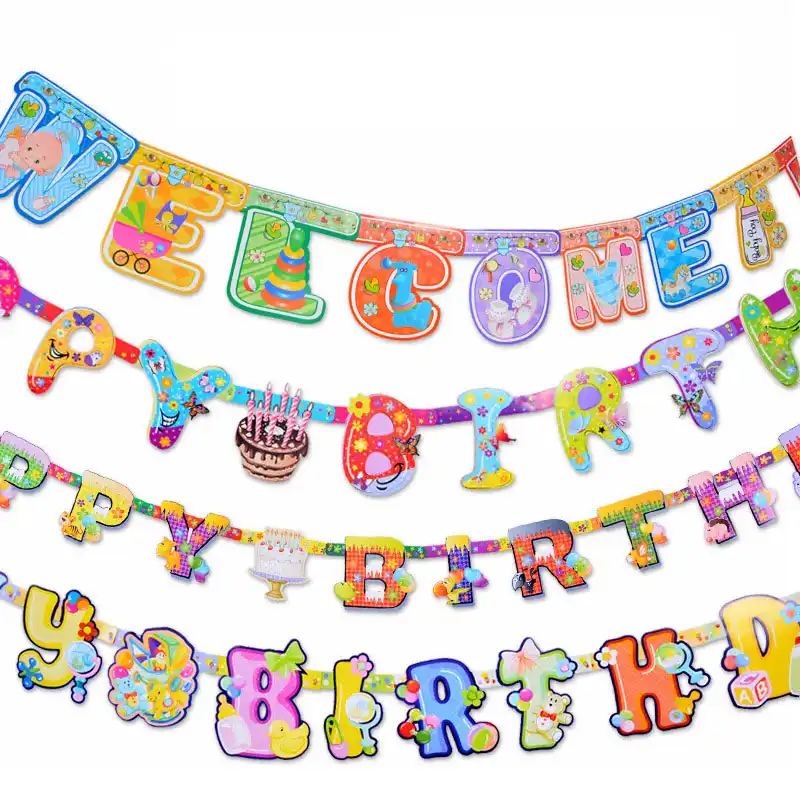 1pc Diy Paper Cartoon Comic Happy Birthday Letter Strip English