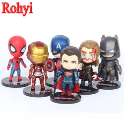 Rohyi 6 шт./лот 10 см супер Модель hero ПВХ Мстители фигурку Set игрушки Человек-паук Капитан Америка Халк детские подарки