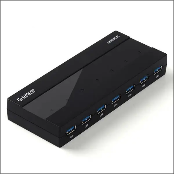 Dhl ИЛИ ems 20 штук серии 7 портов USB 3,0 концентратор с 5 В 2A адаптер питания Черный