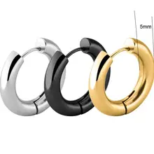 2 шт., золотые, серебряные, черные, 316L, нержавеющая сталь, Круглые, толщина 5 мм, серьги-кольца, корейские милые маленькие круглые серьги, Панк ювелирные изделия
