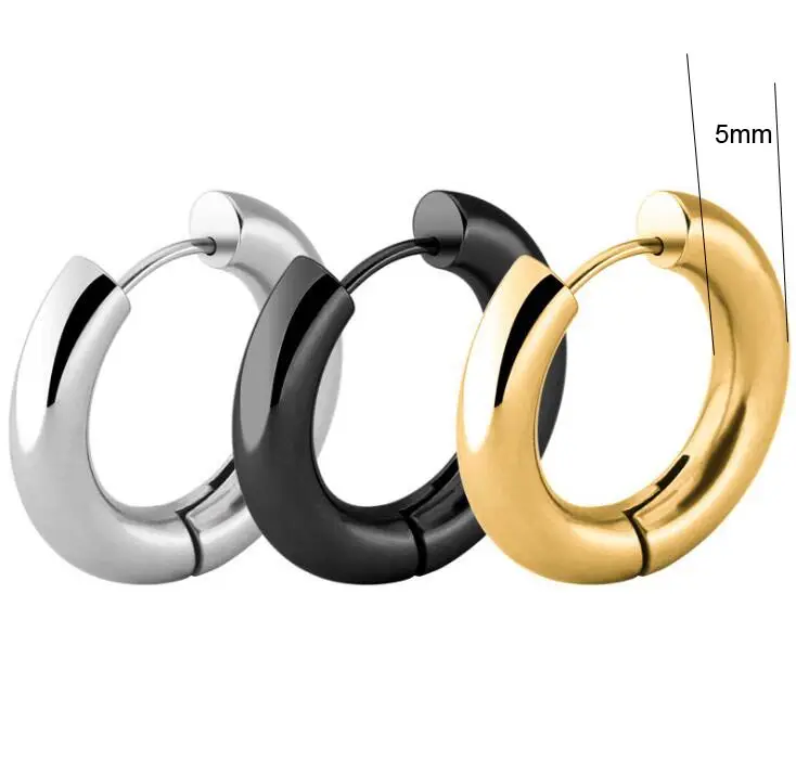 Круглые серьги-кольца из нержавеющей стали 316L 2 шт. золотистые серебристые черные