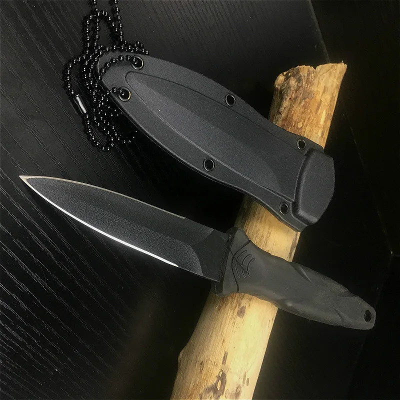 

57HRC outdoor high hardness 440C survival knife black straight knife multi-purpose portable diving straight knife