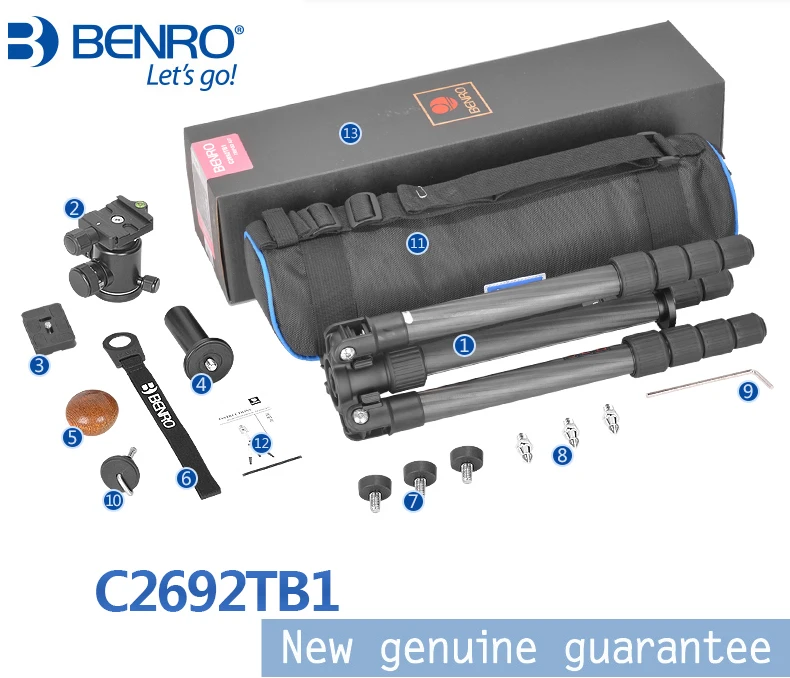  Benro C2692TB1 Professional Carbon Fiber Tripod Set / Foldable Monopod & Tripods Set For DSRL Camer