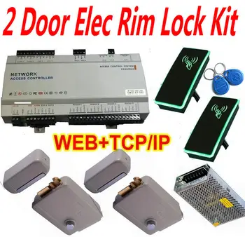 

2 Wooden/Metal Door with 2 Door Controller Web IP board panel+2 pcs RFID ID reader+Electro Rim controller lock+power+pc software