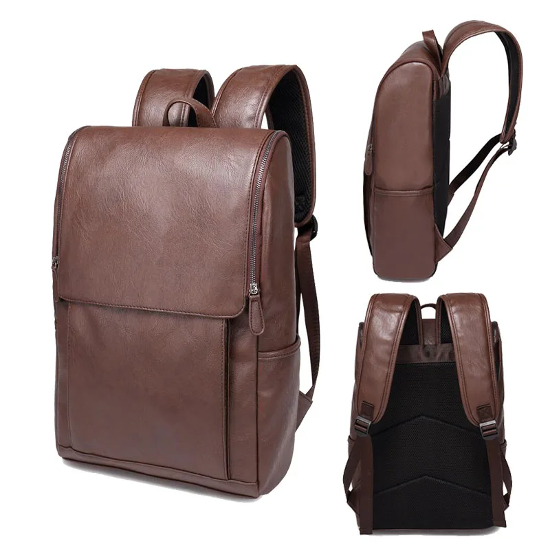 

Leather Backpacks Men's Backpack Laptop School Bags 15.6inch Backpack Male Notebook Waterproof Business Travel Multifunction Bag