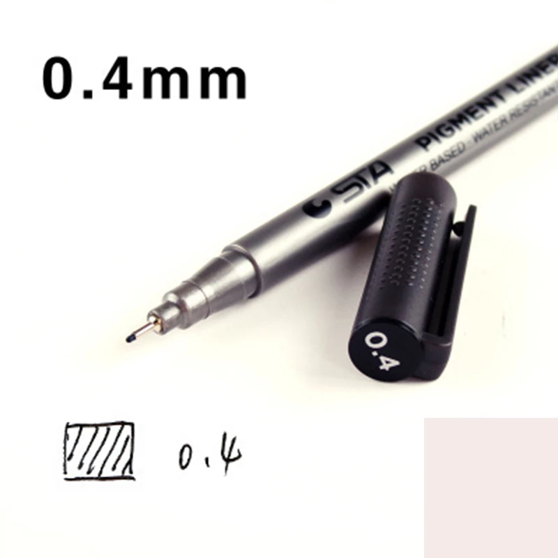 1 шт., фирменные ручки с крючками, перманентные ручки, маркеры для рисования, для рисования, краски, ручки для рисования, для студентов, школьные товары для рукоделия, 9 размеров - Цвет: 0.4mm