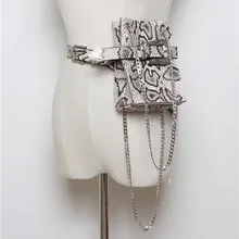 Женская поясная сумка, многофункциональная, змеиная, Фанни-пакеты для женщин, сумка-мессенджер на цепочке, сумка на ремне с пряжкой, подходит для iphone Plus