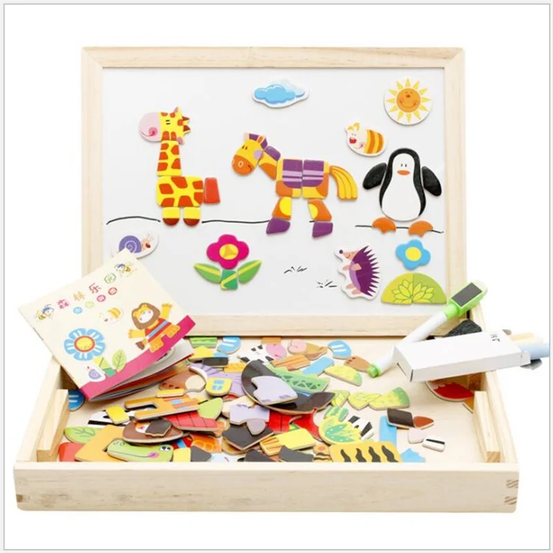 100+ шт деревянная магнитная головоломка, игрушки для детей, 3D головоломка, доска для рисования, Обучающие деревянные игрушки, развивающие детские игрушки - Цвет: PT-02