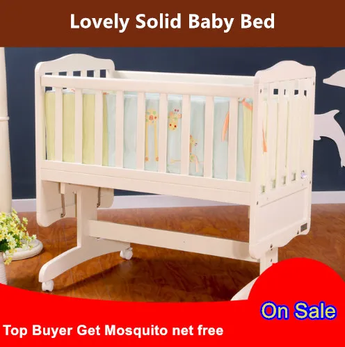 Dolphin fashion Solid wood Baby Cradle Bed Eco Friendly Solid Wood infant Bed bebe Shaking Bed Bb Bed with Roller Wholesale Mother & Kids