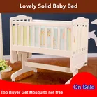 Best Price as low as $213.00 Dolphin fashion Solid wood Baby Cradle Bed Eco Friendly Solid Wood infant Bed bebe Shaking Bed Bb Bed with Roller