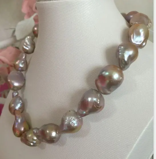 

20-25mm southsea baroque gold pink multicolor pearl necklace 18inch 14k/20