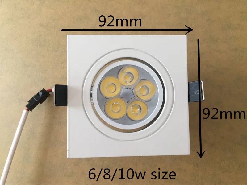10 шт. квадратный Диммируемый светодиодный светильник потолочный Точечный светильник 6 Вт 8 Вт 10 Вт ac 85-265 в потолочный встраиваемый светильник s Внутреннее освещение