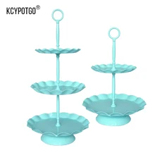 KCYPOTGO 3 уровня/2 уровня синий цветочный кекс стенд/металлическая подставка, фарфоровая подставка для десерта подарочный набор для праздника/дня рождения