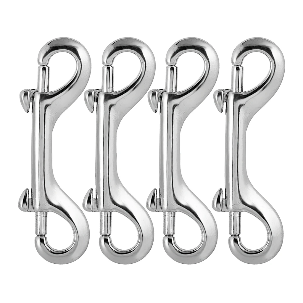 4pcs Stainless Steel Diving Double End Bolt Snap Buckle Metal Clip Silver for Underwater Sports Outdoor Boating Marine Sailing