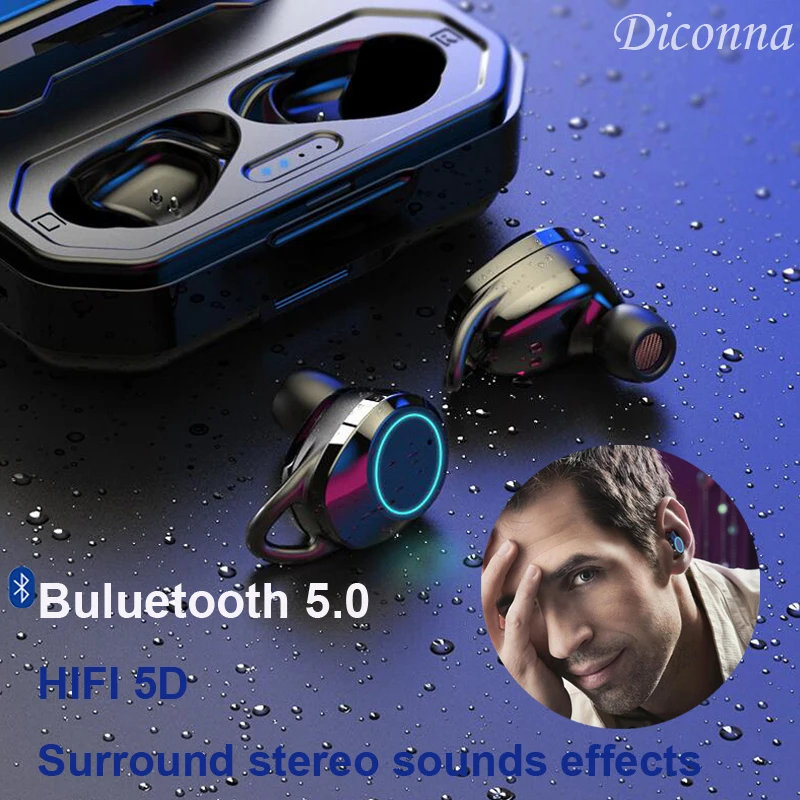 TWS Bluetooth 5,0 гарнитура Беспроводные наушники бас стерео наушники IP67 водонепроницаемый Встроенный микрофон с зарядным устройством 3B25