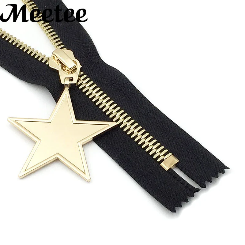 8 Gold Copper Teeth Metal Zippers Fashion Star Metal Slider Close end