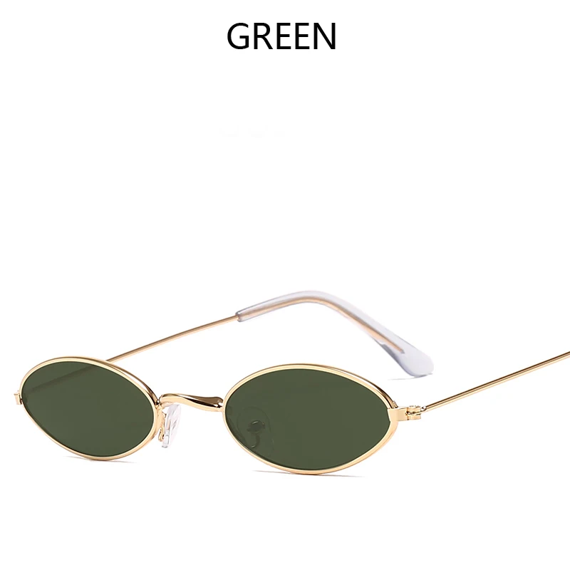 Ретро небольшой овальные очки Женщины Черный цвет, для мужчин красного цвета для девочек женские очки Роскошные Металлические солнцезащитные очки леди Винтаж зеркало UV400 - Цвет линз: Green