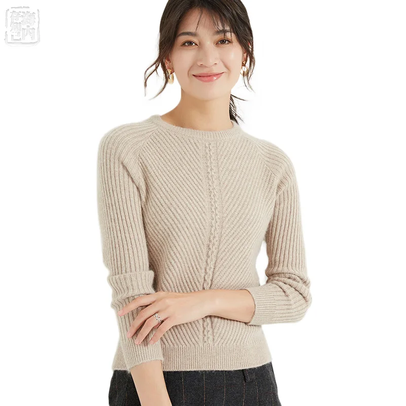 

Women's O-neck Cashmere Sweater Ribbed Crewneck Pullover Wool Cashmere Soft Sweater Famale Jumper Autumn Winter Sweaters w7158