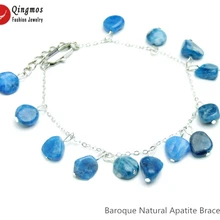 Qingmos тренд натуральный Апатит камень браслет для женщин с барокко 9-10 мм Apatite ювелирные браслеты и кулоны 7,5-8,8 ''bra475