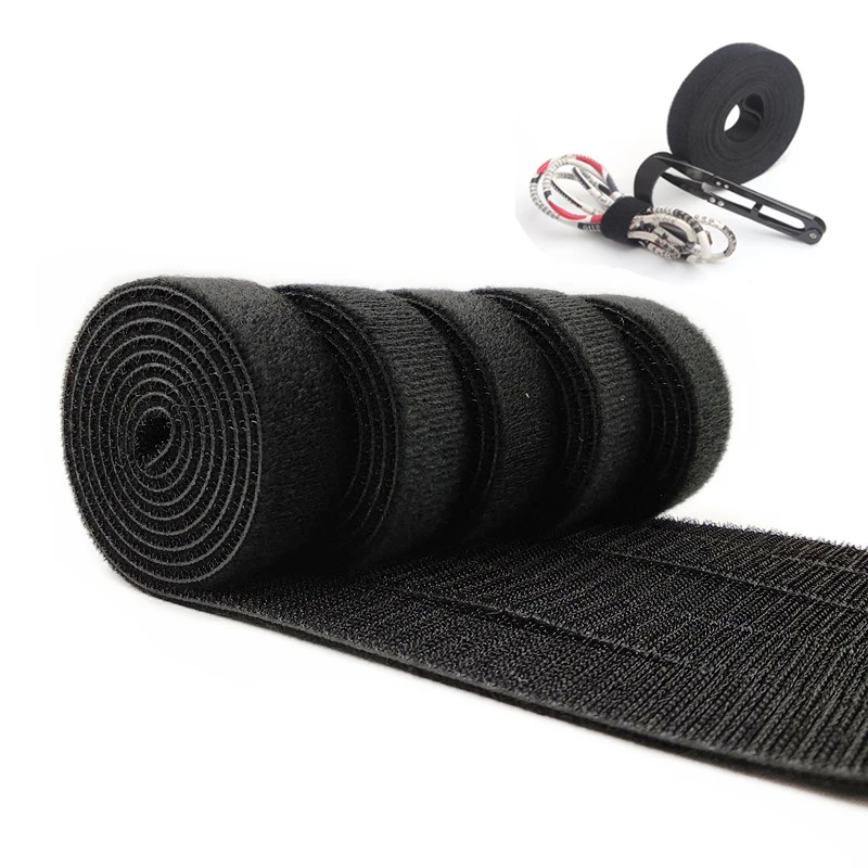 

5M width Sticky Self Adhesive Reusable Hook and Loop Tape Fastener Strip Solid Black Tape Nylon Button Sewing DIY Back-to-back