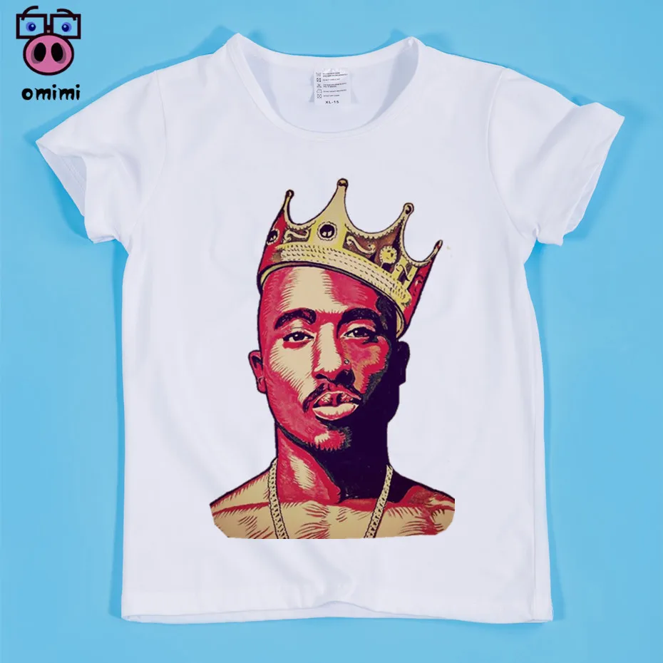 Детская футболка с принтом хип хоп рапер Тупак 2pac Мягкая Белая для мальчиков и