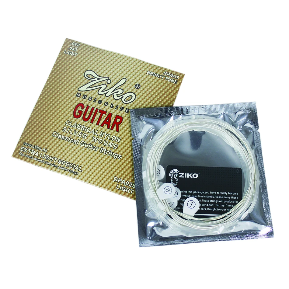 ZIKO DPA-028/028 P/028R классической гитары 028-043 Классические гитарные струны прозрачная нейлоновая молния с серебряными, фосфористой бронзы, чистый Медь