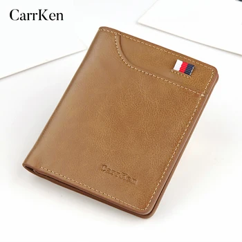 

CarrKen Vintage Men Leather Brand Luxury Wallet Short Slim Male Purses Money Clip Credit Card Dollar Portomonee Carteria