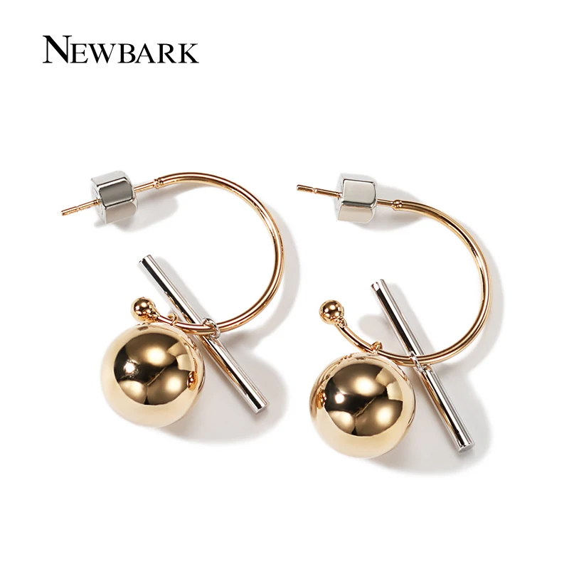 NEWBARK Wholesale Korean Simple Metal Ball Asymmetric Big Circle Earrings Semicircle Round Hoop For Women Bijoux | Украшения и
