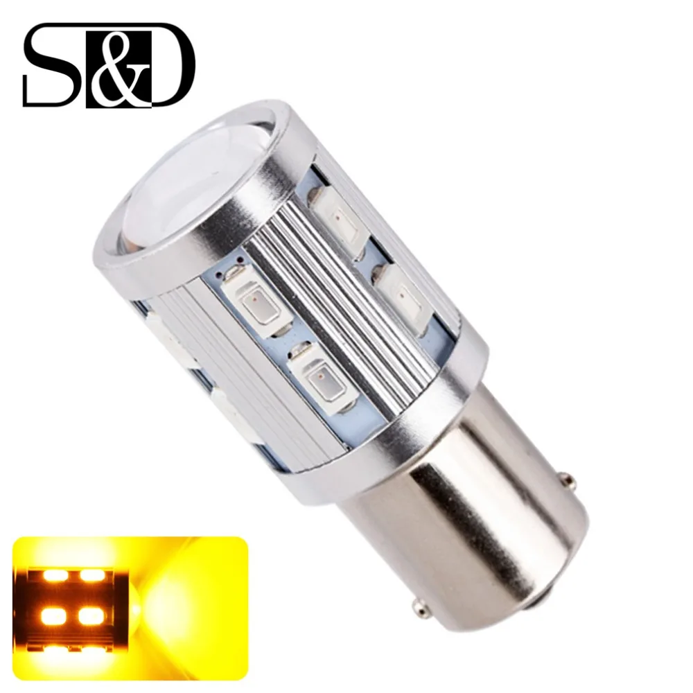 

1156 BA15S 12 SMD 5730 Cree Led Chips High Power lamp p21w R5W Car LED bulbs rear brake Lights Source parking 12V Amber Yellow