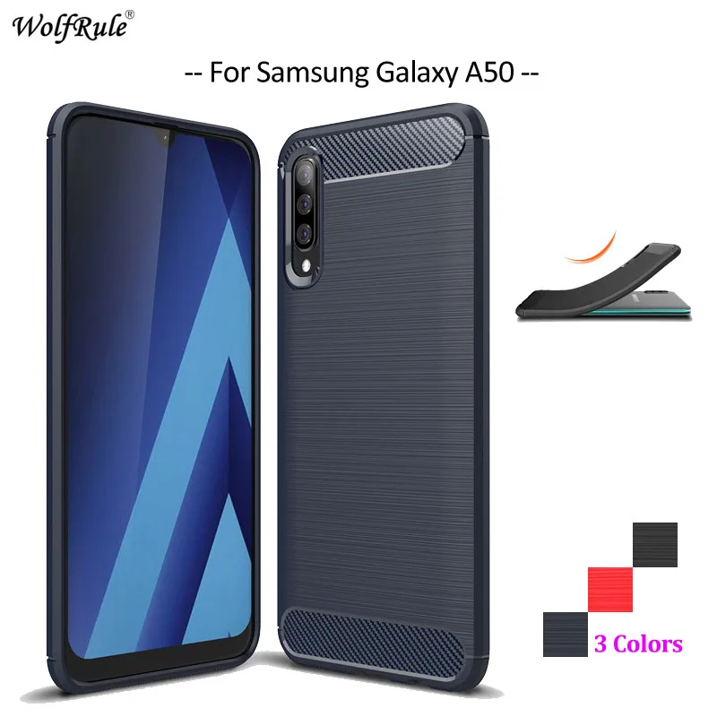Carbon Fiber Phone Case For Samsung Galaxy A50 Case Soft TPU Back Cover For Samsung Galaxy A50