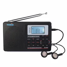 Tivdio V-111 Full Band Radio FM Stereo/MW/SW DSP World Band Receiver with Timing Alarm Clock Portable Radio Black F9201