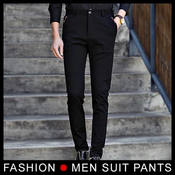 

Spring Autumn Fashion slim fit Men Formal Pants Straight Dress Mens Elastic Business Suit Trousers Male black Navy