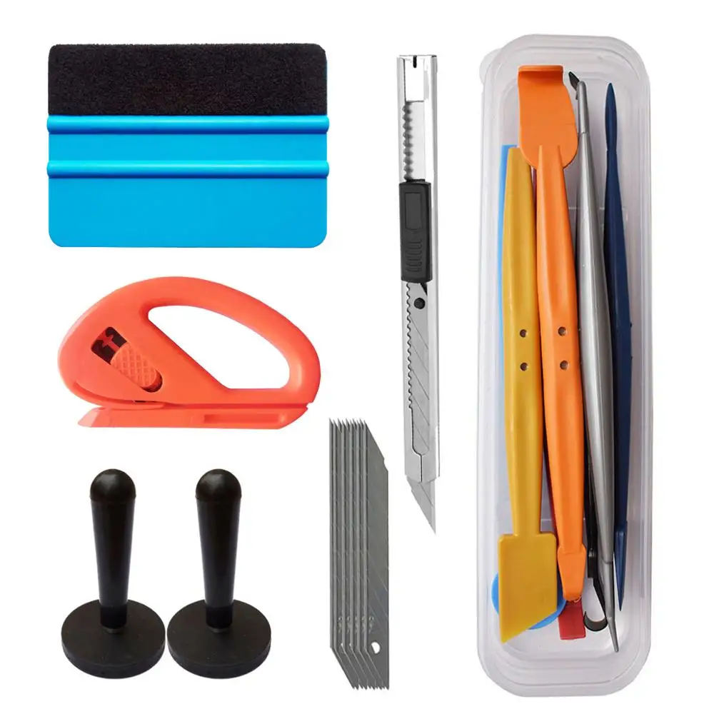 

Car Self Adhesive Film Wrap Sticker Cutter Vinyl Knife Squeegee Auto Truck Styling Decal Magnet Holder Groove Corner Scraper K93