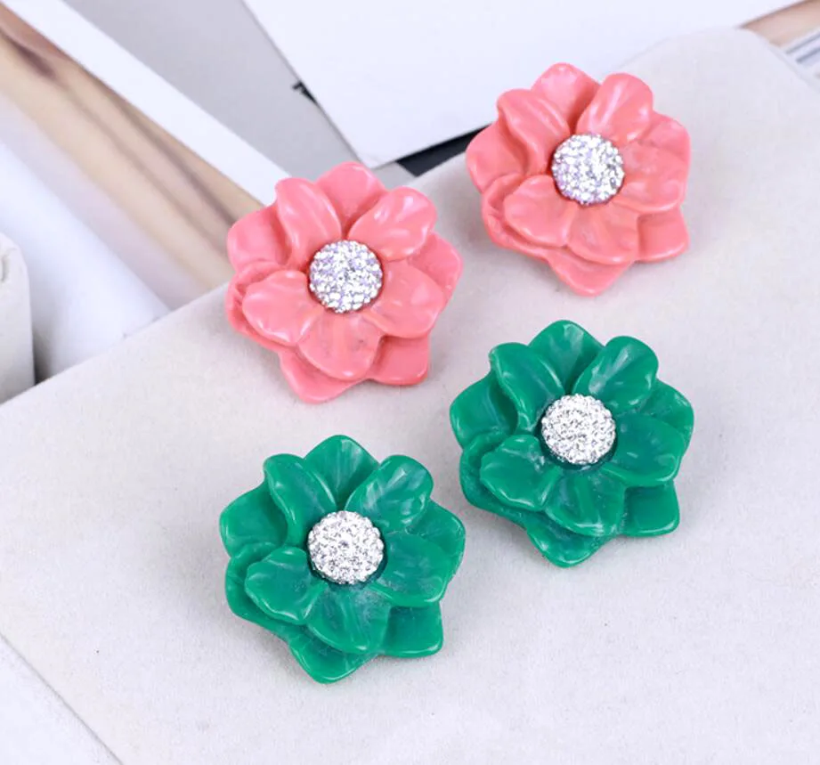 

CSxjd Luxury Trendy Flower Crystal Resin Womens Beautiful earring High quality copper metal earrings jewellery
