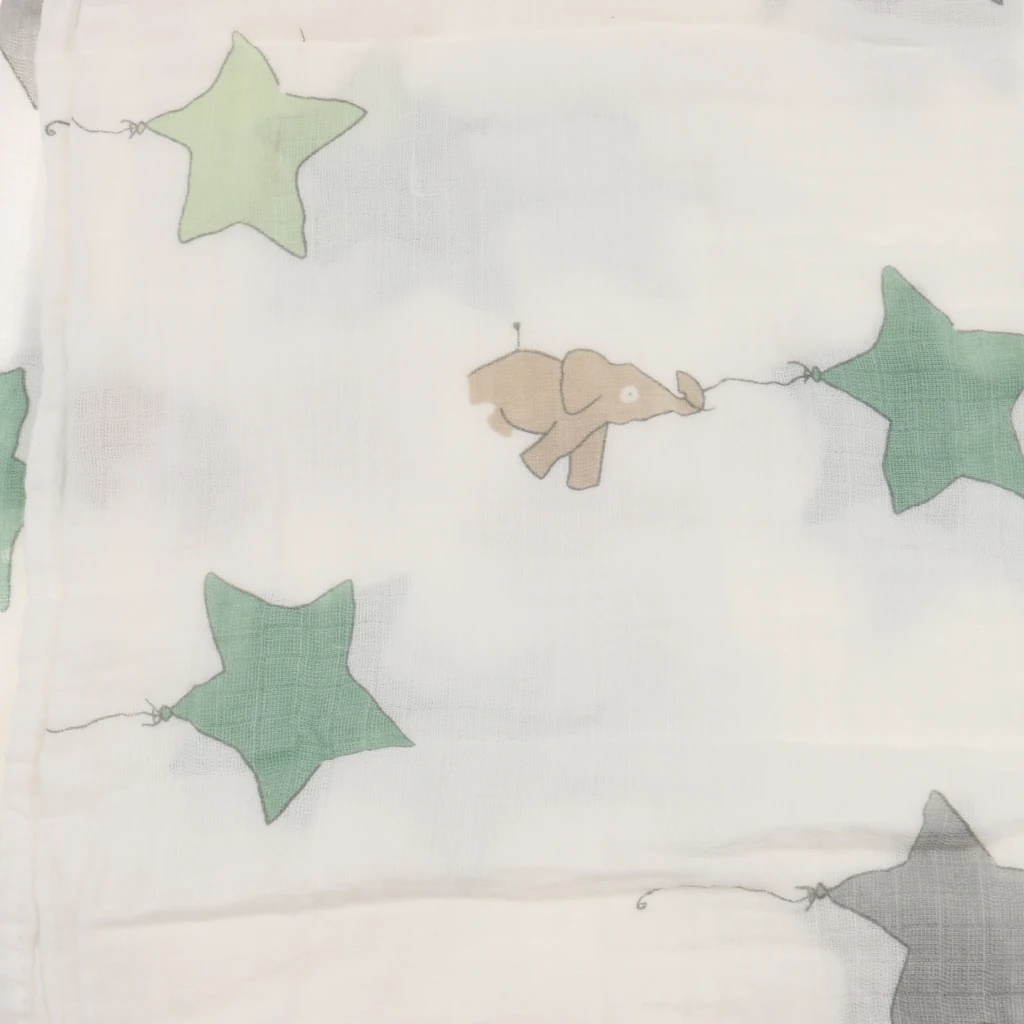 One Piece Muslin Cotton Blanket Infant Baby Bedding Blanket Swaddle Bath Towel Stars for Buggy Pram Car Seat Sling Cot Crib