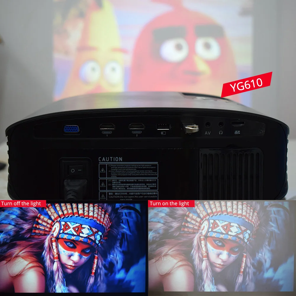 AAO 4000 люмен HD проектор YG600 светодиодный 3D Поддержка Full 1080P AC3 HDMI VGA для видеоигр