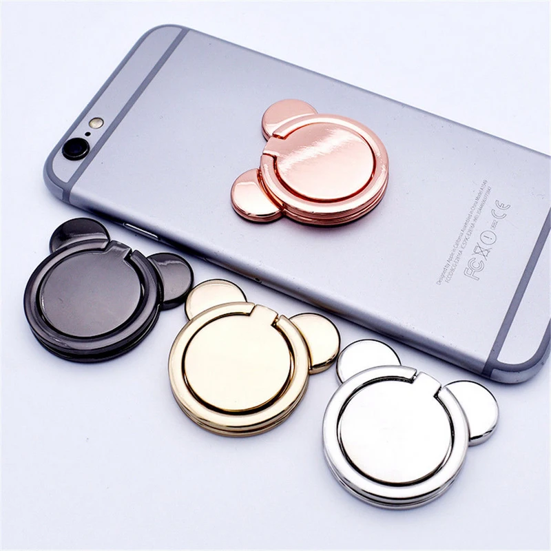 Cute Cartoon Bear Finger Ring Phone Stand Holder Universal 360 Degree Metal Ring Holder For iphone Samsung Smartphone 4 Colors