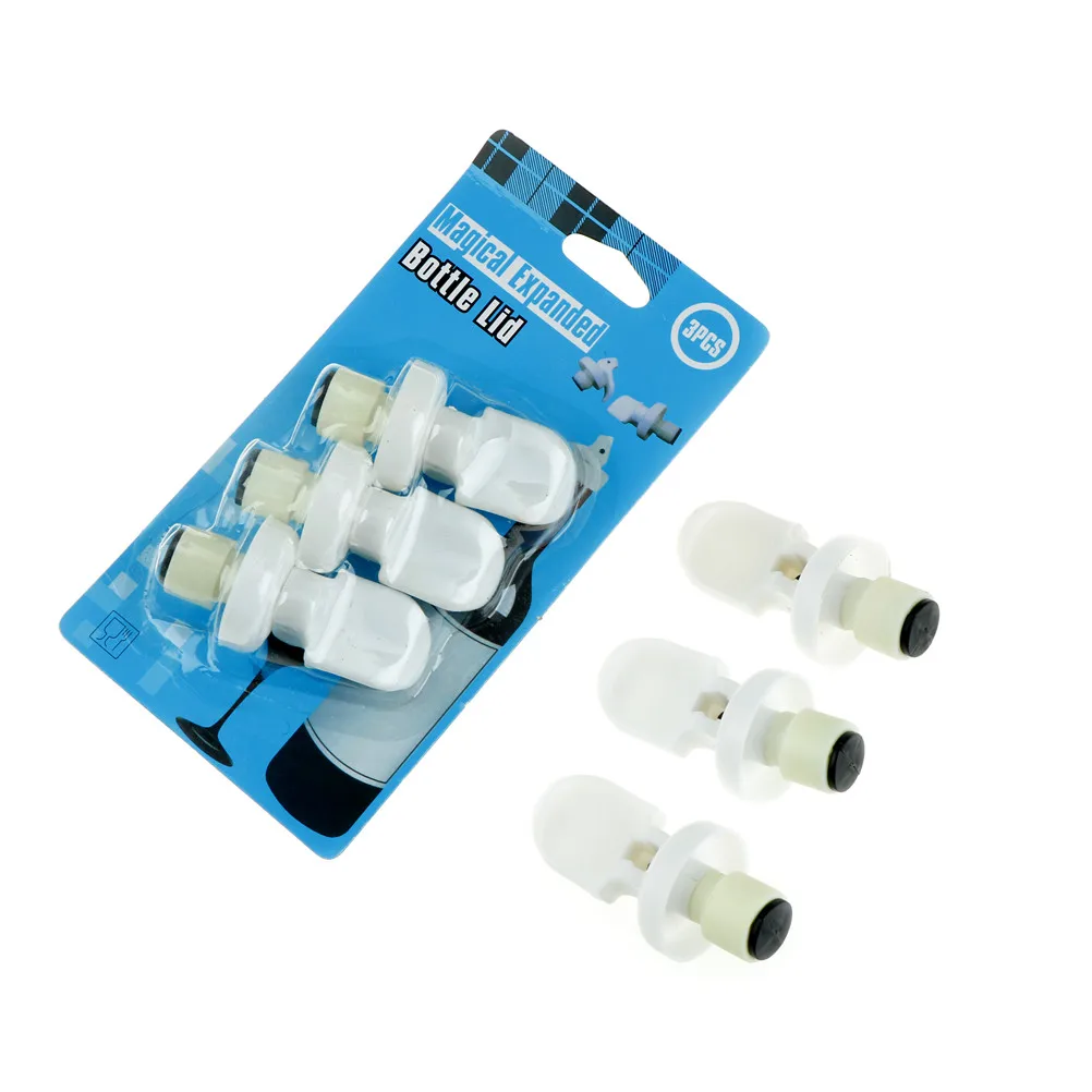 3 Pcs Reusable Plastic Wine Bottle Stopper Sealer Vacuum Soda Beer
