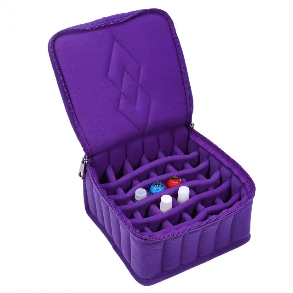

High Quality 16/36 Grids Essential Nail Gel Polish Oil Bottles Holder Velvet Carrying Holder Case Portable Perfume Nail Art Bag