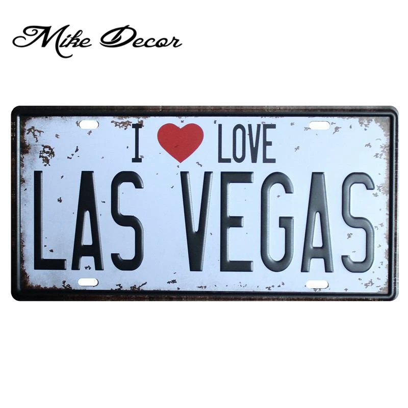 [Mike86] I Love LAS VEGAS Ретро металлическая жестяная вывеска для паба художественная